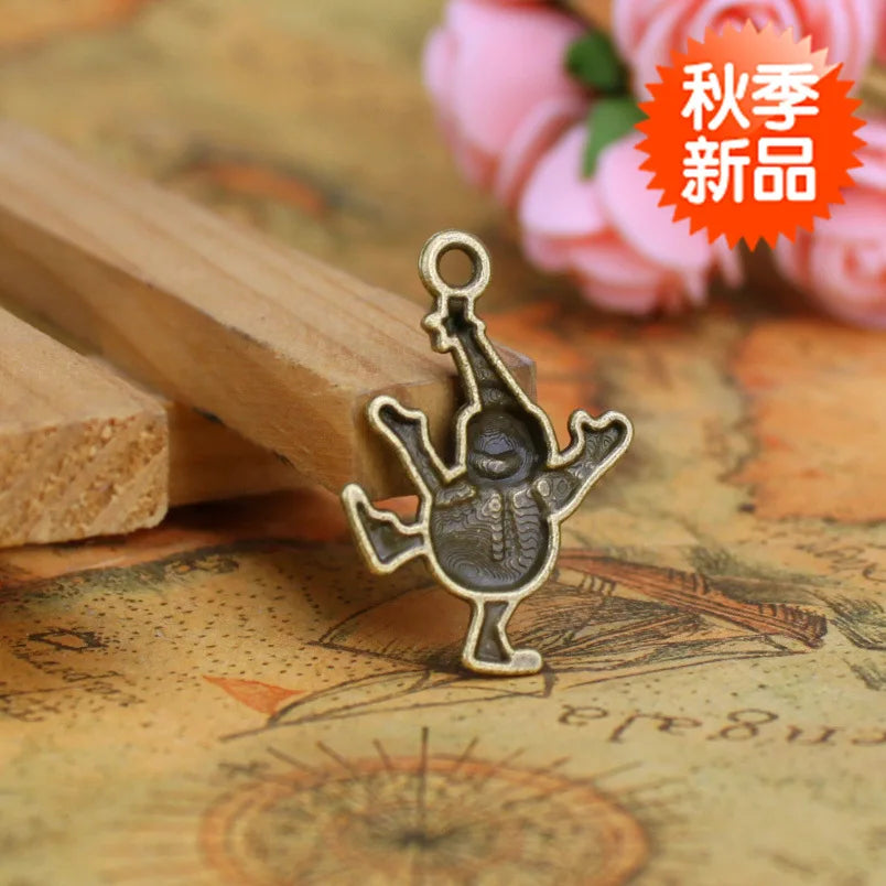 30x21MM Antique Silver Zinc Alloy Snowman Charm Pendant for DIY Necklace Bracelet Jewelry Making