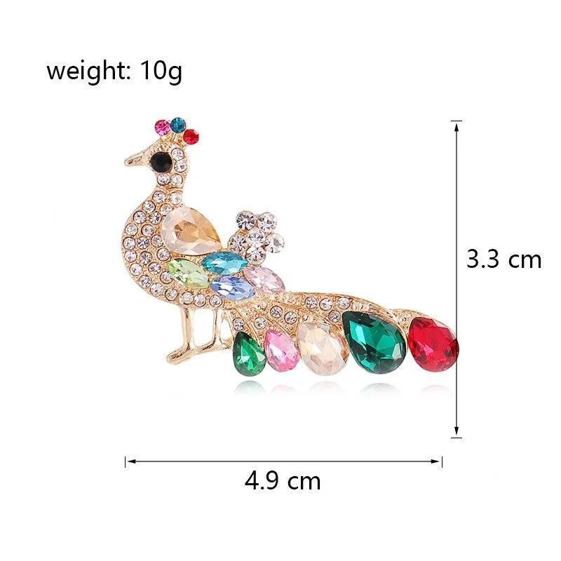 Luxury Peacock Brooch With Colorful Rhinestone Glass Crystals, Elegant Alloy Lapel Pin Corsage Gift