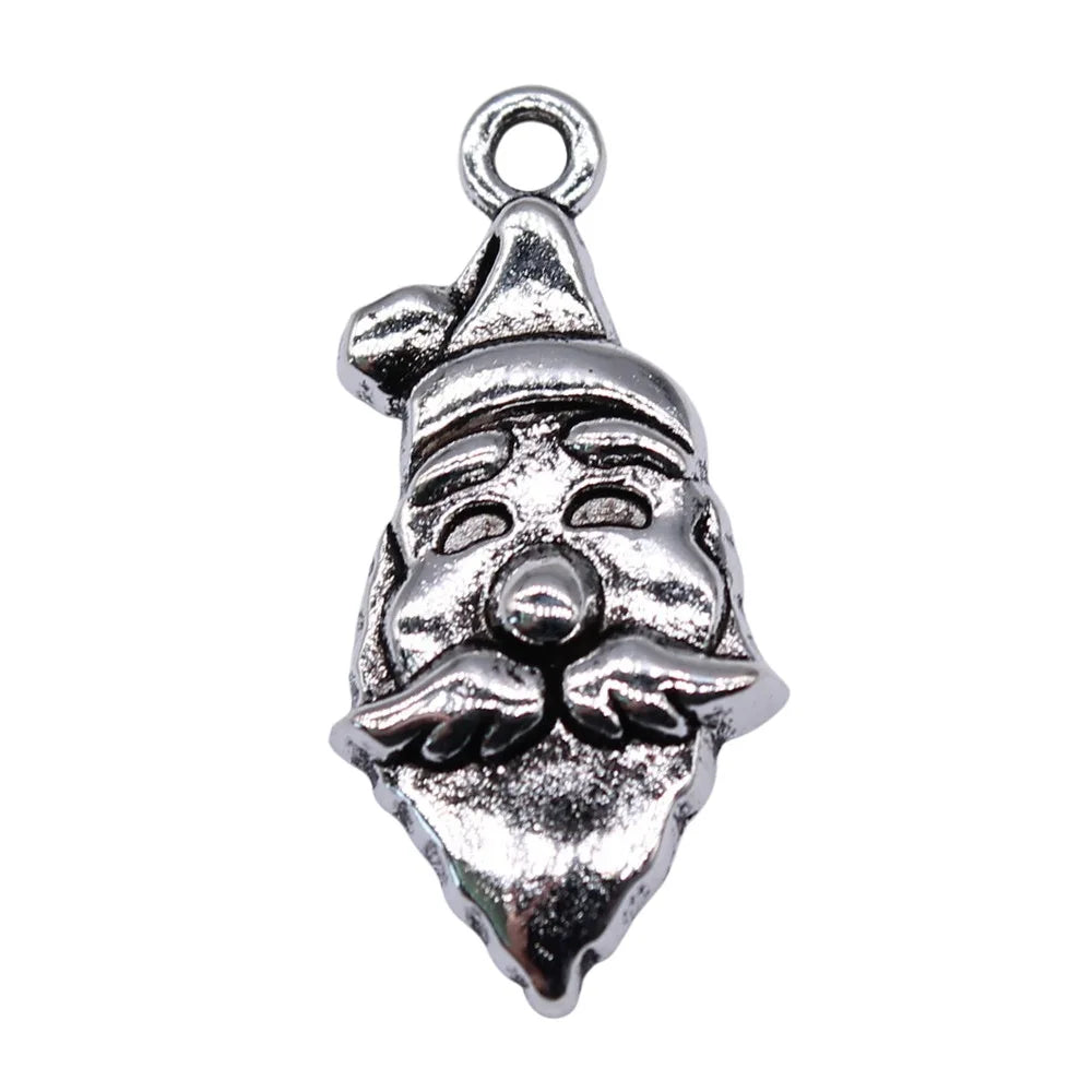 27x13mm 1.4g Antique Silver Zinc Alloy Santa Claus Charm Pendant for DIY Christmas Jewelry Making