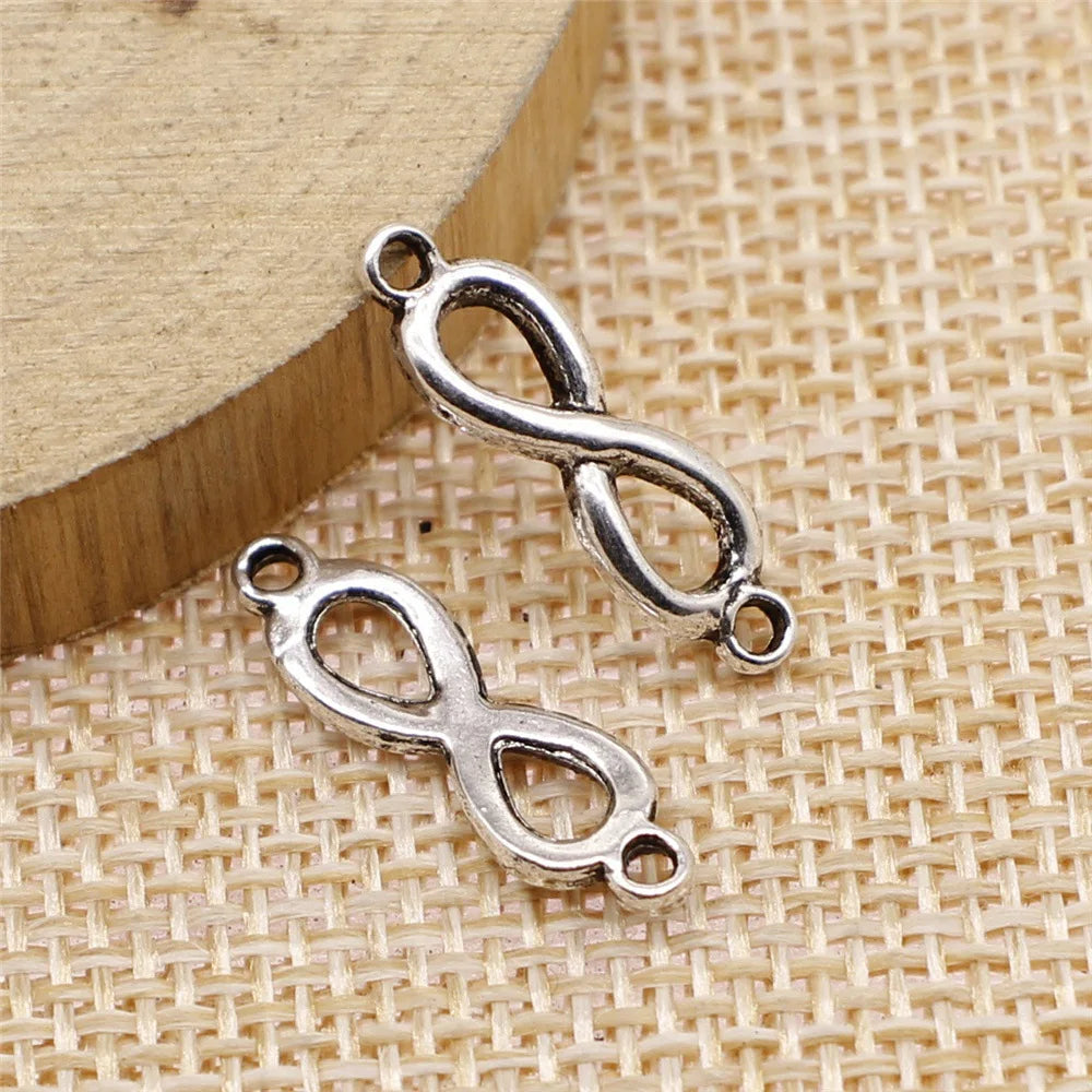 6x21mm 0.7g Antique Silver Zinc Alloy Infinity Symbol Connector Charm for DIY Jewelry Making