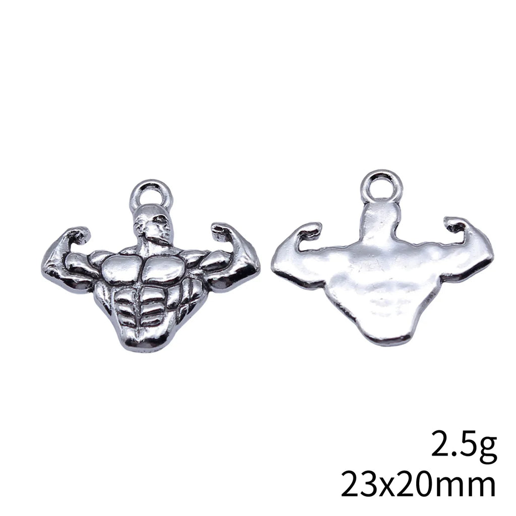 23x20mm 2.5g Antique Silver Zinc Alloy Muscle Man Charm Pendant for Necklace Bracelet Jewelry Making