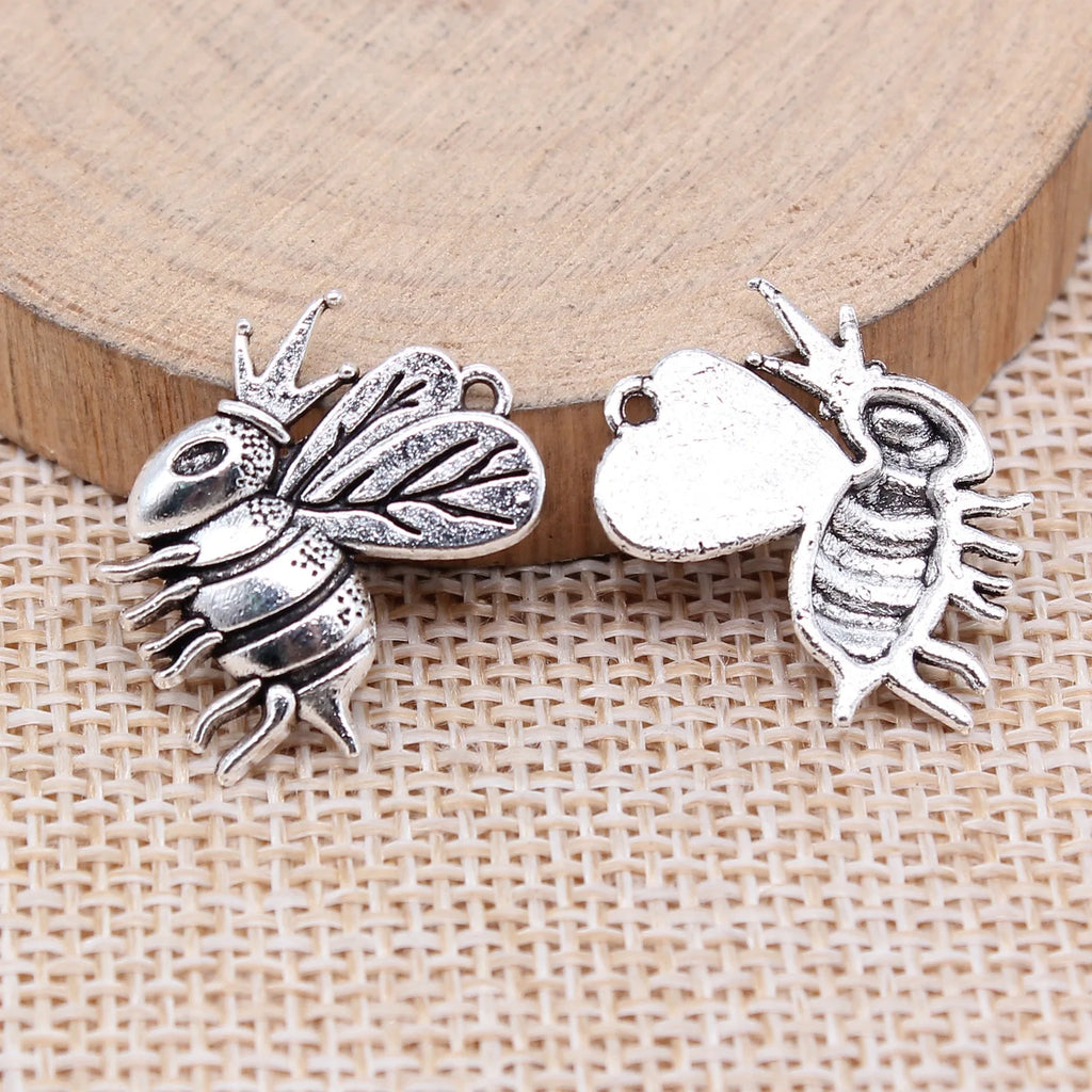 20x19mm 1.6g Antique Silver Zinc Alloy Bee Charm Pendant for DIY Bracelet Necklace Jewelry Making
