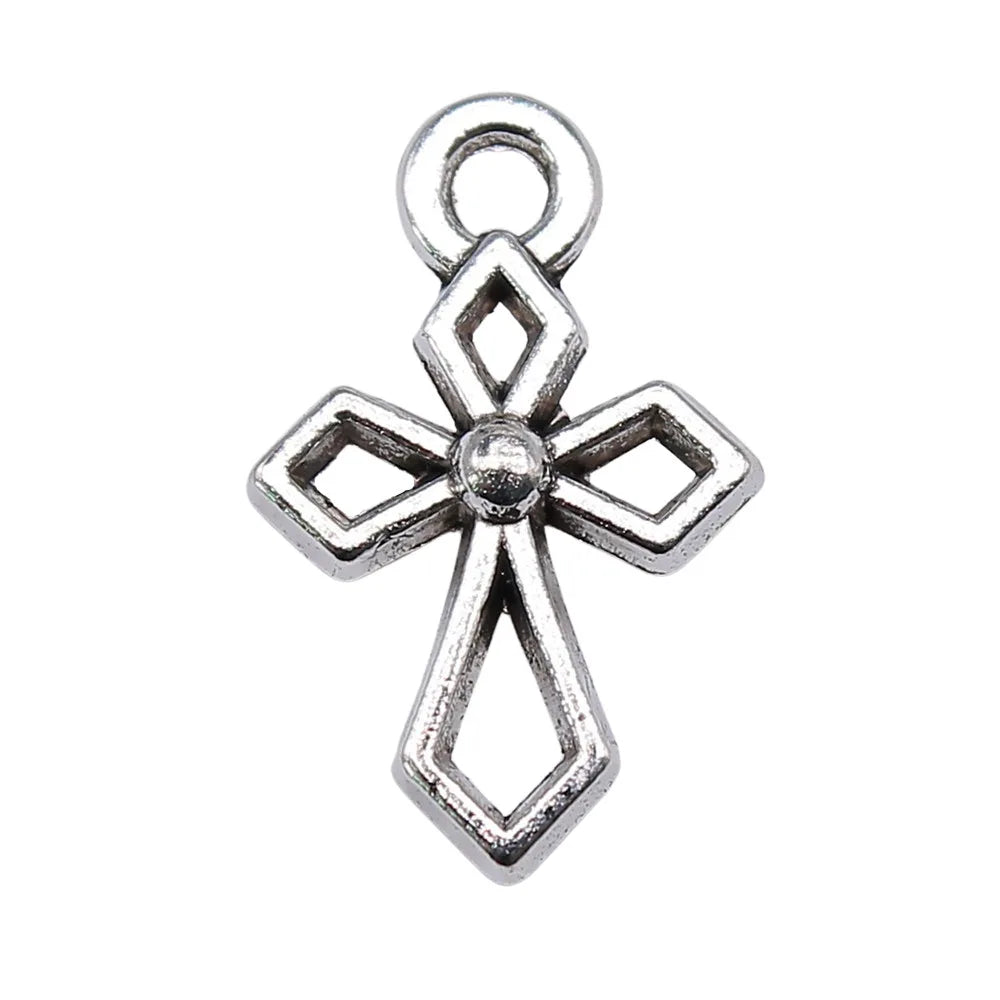 16x10mm 0.7g Antique Silver Zinc Alloy Small Cross Charm Pendant for DIY Necklace Bracelet Making