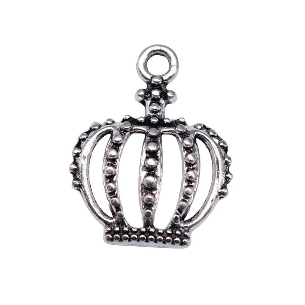 18x14mm 0.8g Antique Silver Zinc Alloy Crown Charm Pendant for DIY Necklace Bracelet Making