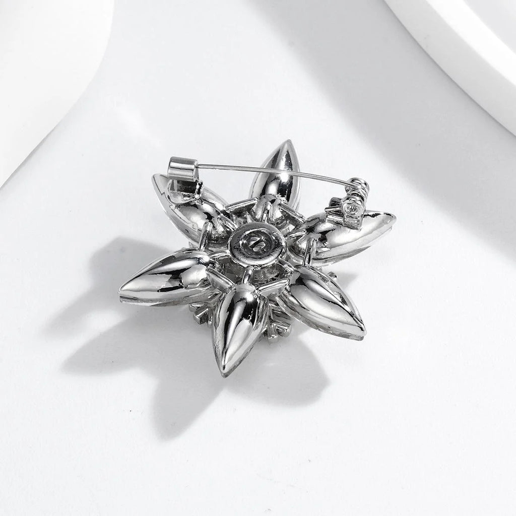 Luxury Crystal Glass Snowflake Brooch With Rhinestones, Elegant Lapel Pin Corsage Suit Accessory Gift