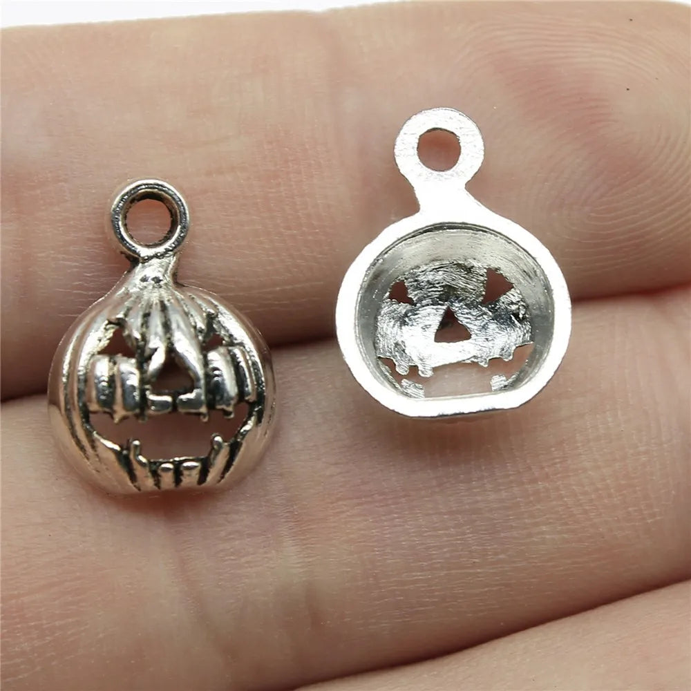 16x12mm 0.8g Antique Silver Zinc Alloy Halloween Pumpkin Charm Pendant for DIY Jewelry Making