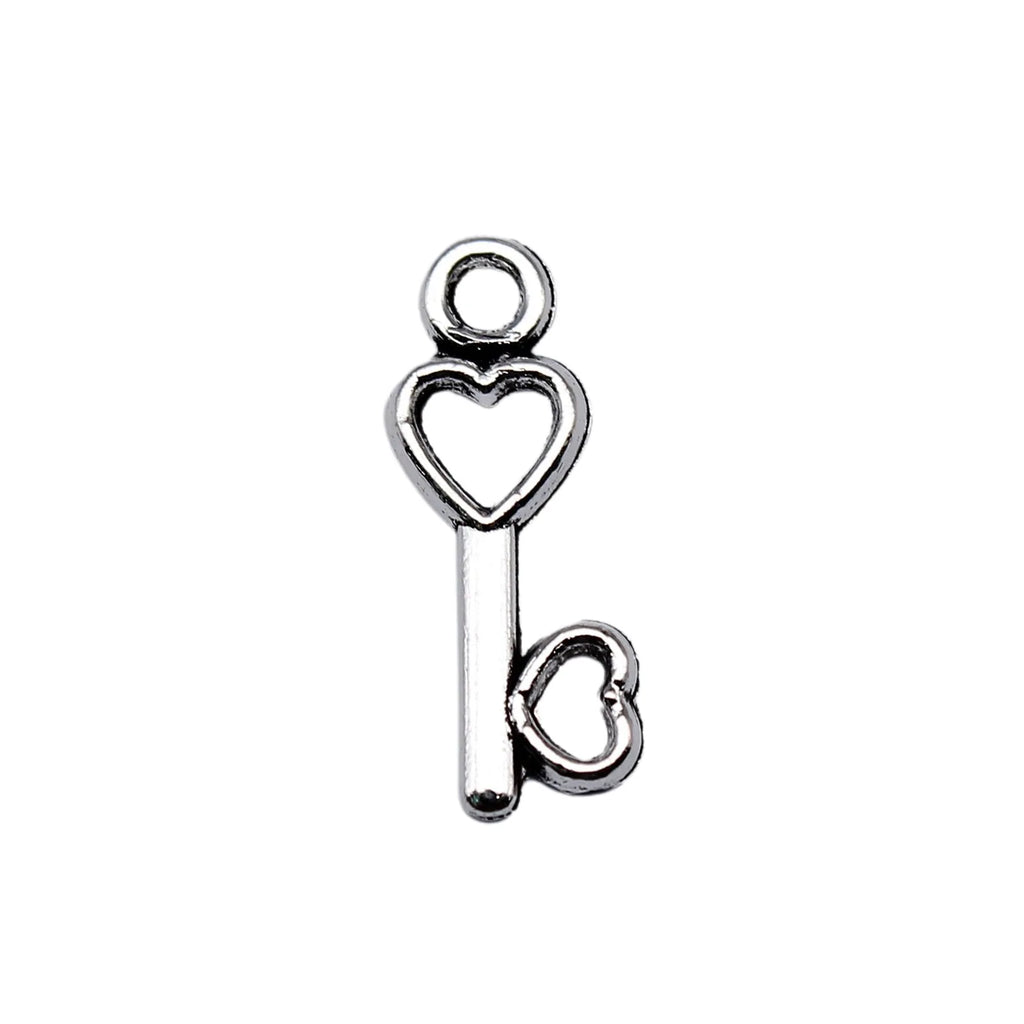 15x6mm 0.21g Multicolor Zinc Alloy Heart Key Charm Pendant for DIY Bracelet Necklace Jewelry Making