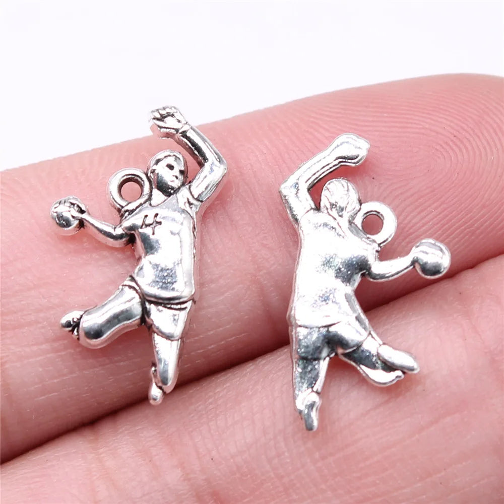 21x12mm 1.29g Antique Silver Zinc Alloy Basketball Charm Pendant for DIY Necklace Bracelet Making