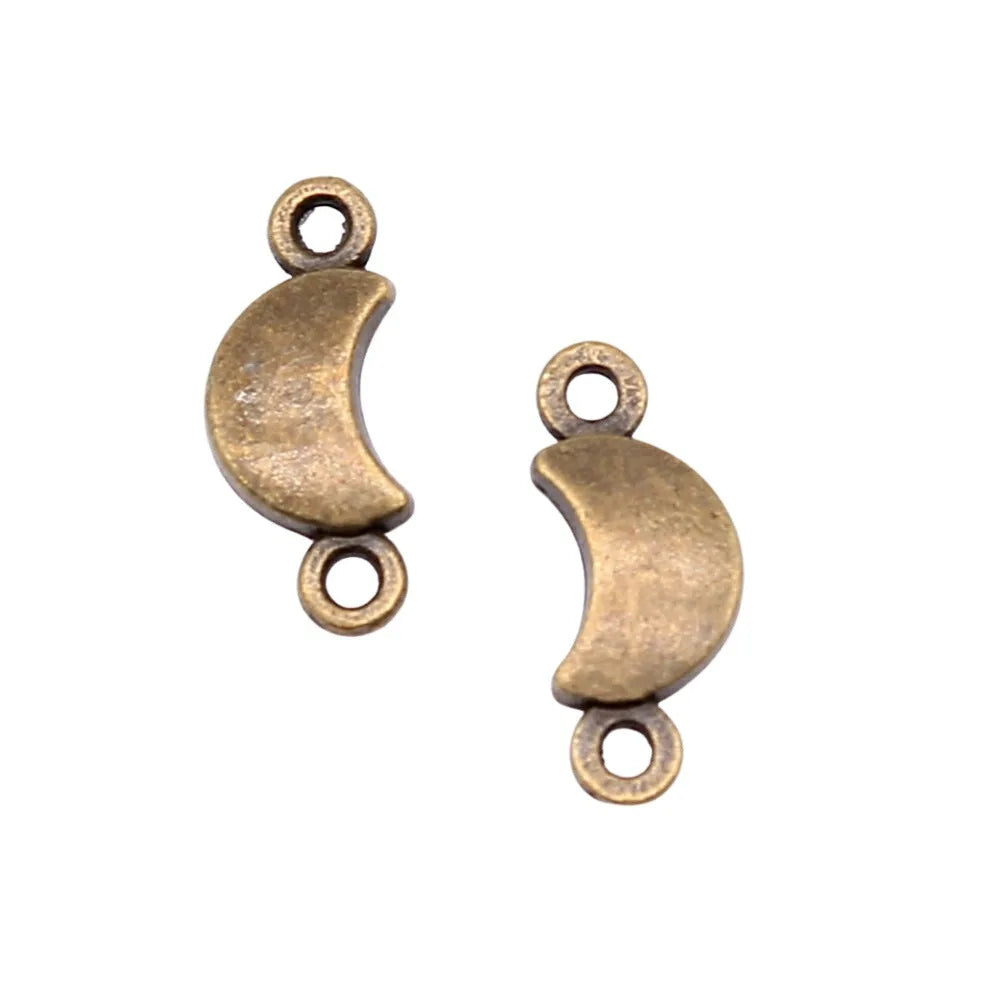15x6mm 0.6g Multicolor Zinc Alloy Moon Connector Charm for DIY Bracelet Necklace Jewelry Making