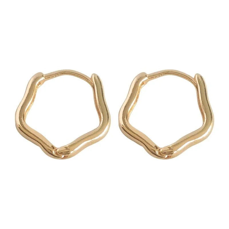 14K Gold Plated Copper Cloud Stud Earrings Minimalist Irregular Geometric Light Luxury Jewelry