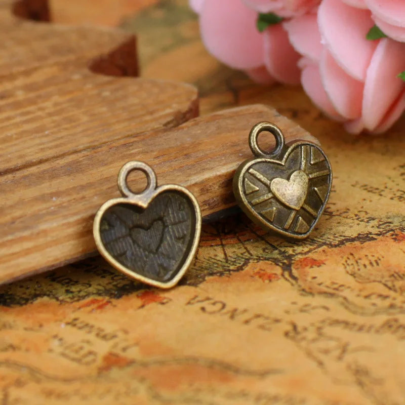 15x13MM Antique Silver Zinc Alloy Heart Charm Pendant for DIY Necklace Bracelet Jewelry Making
