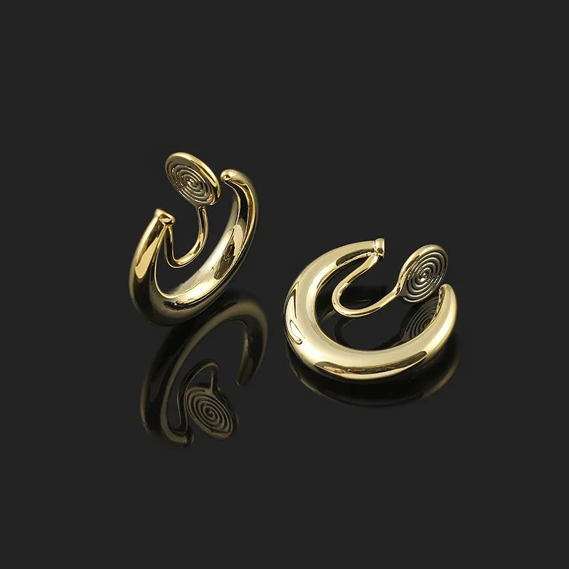 Elegant Alloy Crescent Hoop Spiral Circle Stud & Clip On No Piercing Women's Fashion Earrings