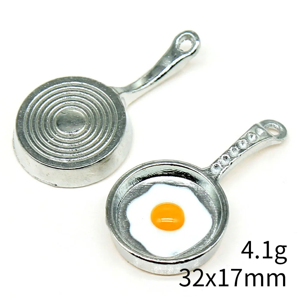 32x17mm 4.1g Zinc Alloy Fried Egg Charm Pendant for DIY Necklace Bracelet Jewelry Accessories