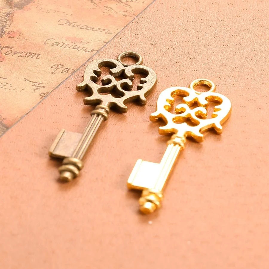48x17MM Zinc Alloy Double Sided Key Lock Charm Pendant for DIY Necklace Bracelet Jewelry Making