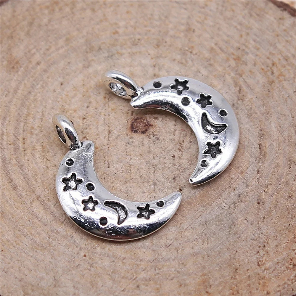12x19mm 0.8g Multicolor Zinc Alloy Moon Star Charm Pendant for DIY Necklace Bracelet Jewelry Making
