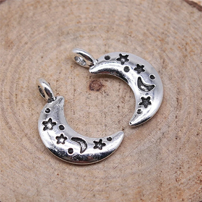 12x19mm 0.8g Multicolor Zinc Alloy Moon Star Charm Pendant for DIY Necklace Bracelet Jewelry Making