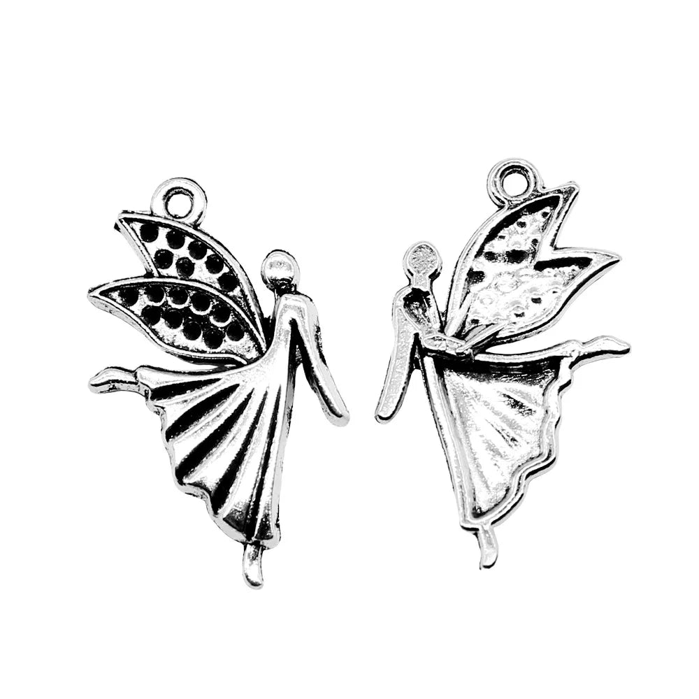 29x16mm 1.6g Antique Silver Zinc Alloy Angel Figure Charm Pendant for DIY Necklace Bracelet Making
