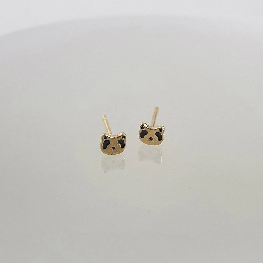 Cute Mini Panda Bear Copper Stud Earrings Korean Style Simple Geometric Animal Jewelry