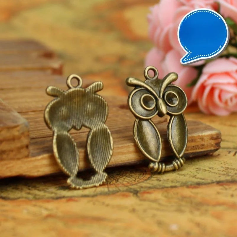 30x19MM Antique Silver Zinc Alloy Owl Charm Pendant for DIY Necklace Bracelet Jewelry Making