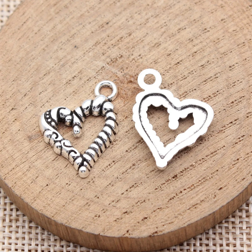 22x17mm 1.6g Antique Silver Zinc Alloy Heart Charm Pendant for DIY Garment and Jewelry Making