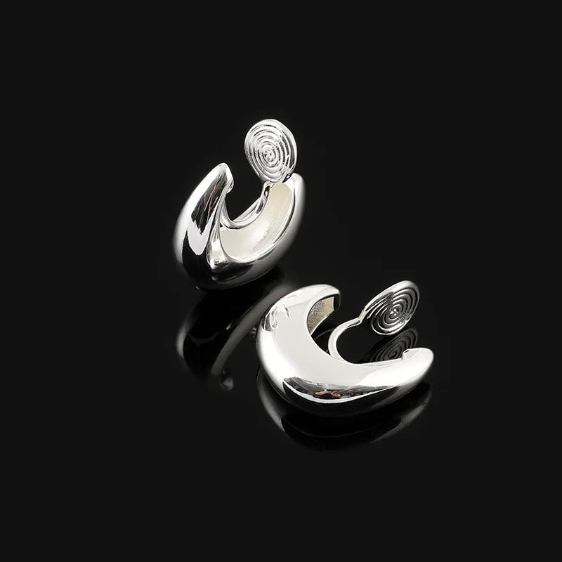 Elegant Minimalist Waterdrop Alloy Hoop Stud & Clip On No Piercing Versatile Women's Earrings