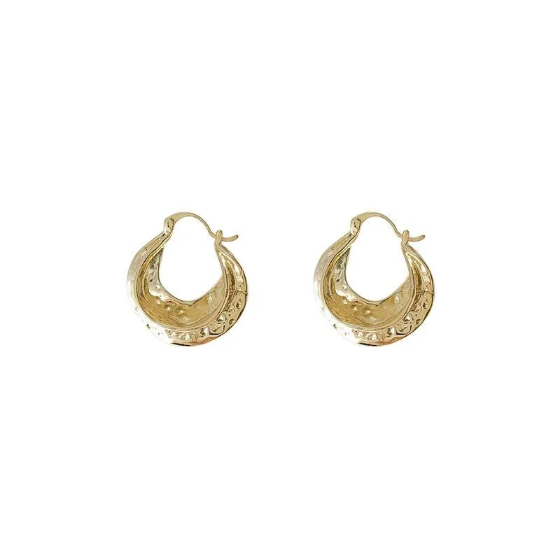 High-End 14K Gold Plated Copper Round Geometric Irregular Drop Earrings