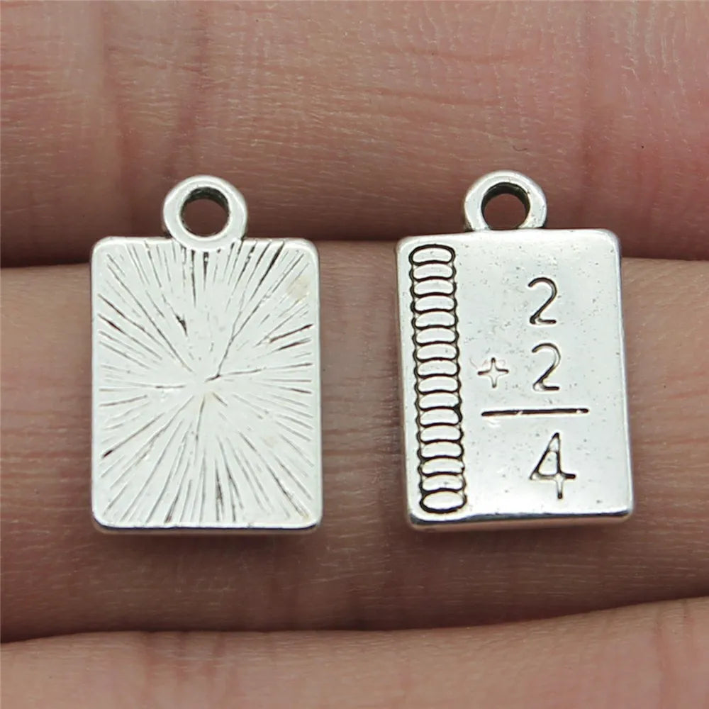 10x17mm 1.4g Antique Silver Zinc Alloy Math Textbook Charm Pendant for DIY Necklace Bracelet Making