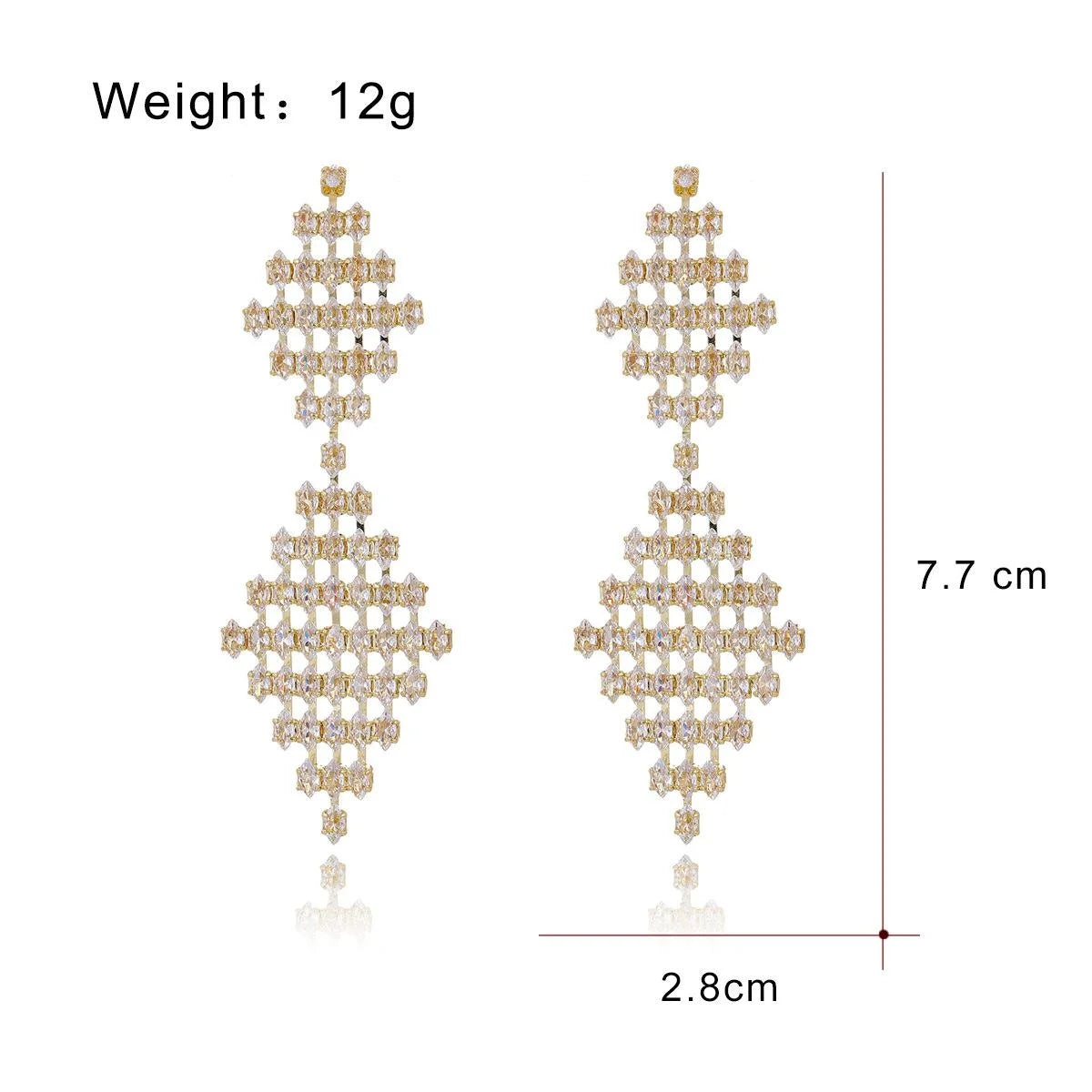 Luxury Geometric Diamond Shape Rhinestone Long Dangle Earrings For Wedding Party Banquet Fashion Jewelry