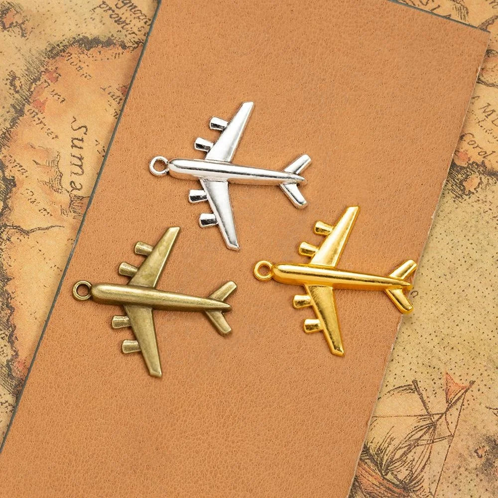 38x36MM Zinc Alloy Airplane Charm Pendant for DIY Necklace Bracelet Jewelry Making