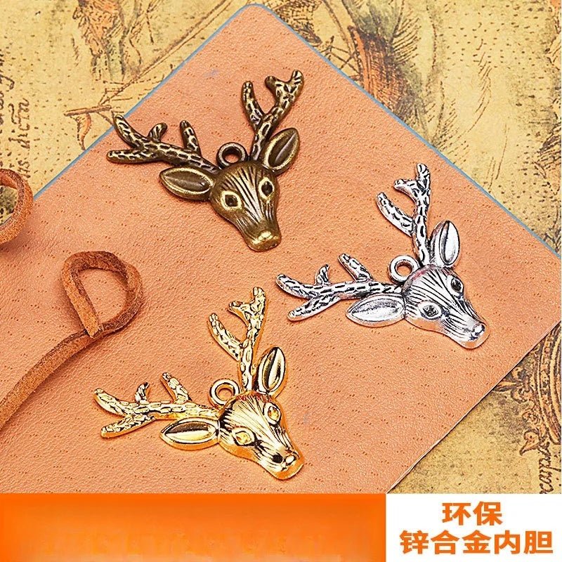 36x33MM Zinc Alloy Reindeer Head Charm Pendant for DIY Necklace Bracelet Jewelry Making