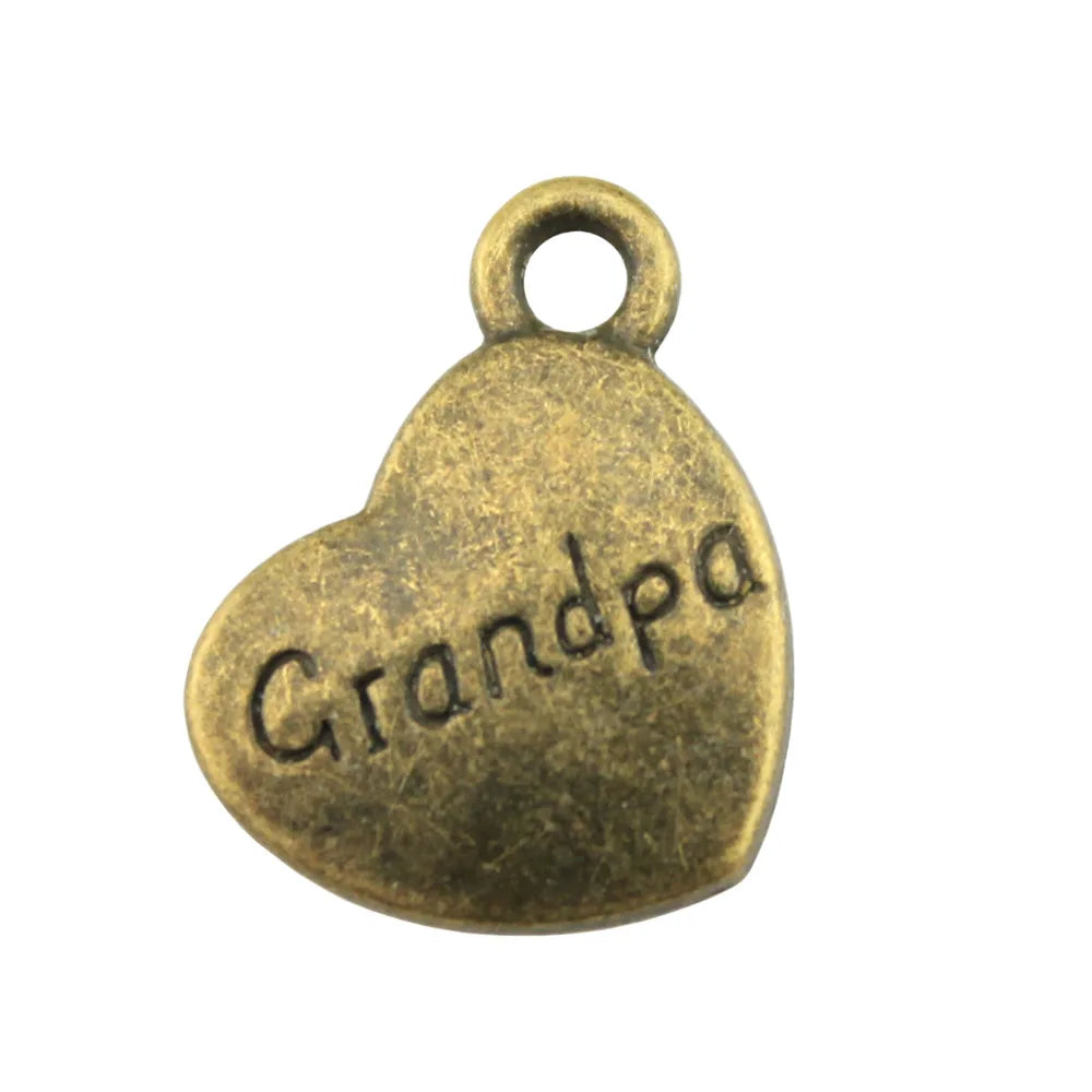 15x18mm 2.8g Multicolor Zinc Alloy Grandpa Heart Charm Pendant for DIY Necklace Bracelet Making