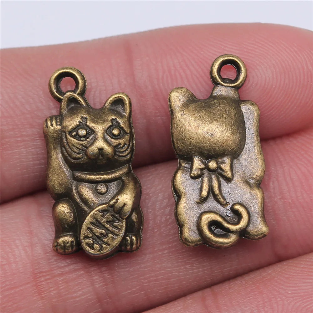 23x11mm 3.2g Multicolor Zinc Alloy Lucky Cat Charm Pendant for DIY Necklace Bracelet Jewelry Making