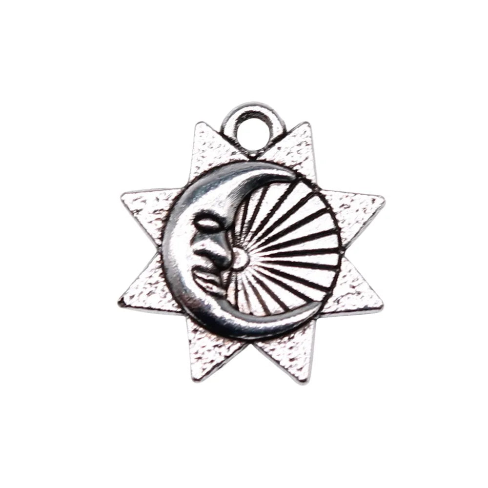 16x15mm 1.17g Multicolor Zinc Alloy Sun Moon Charm Pendant for DIY Necklace Bracelet Jewelry Making