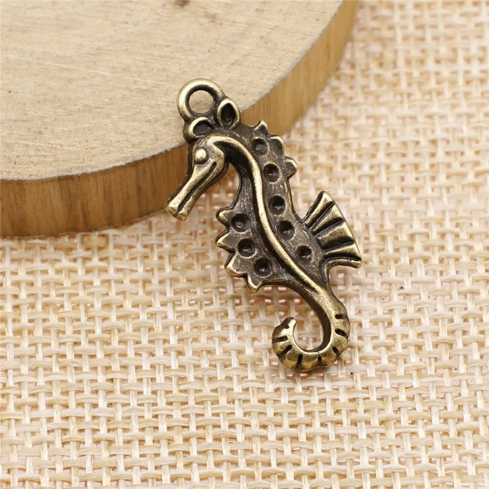 28x13mm 2.1g Multicolor Zinc Alloy Seahorse Charm Pendant for Ocean Theme DIY Jewelry Making