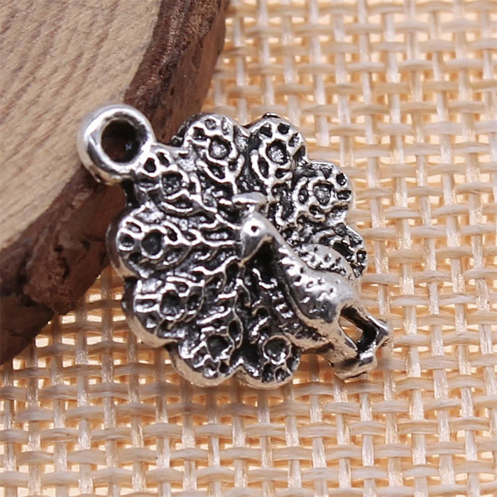 21x15mm 1.5g Multicolor Zinc Alloy Peacock Charm Pendant for Garment Accessories DIY Jewelry Making
