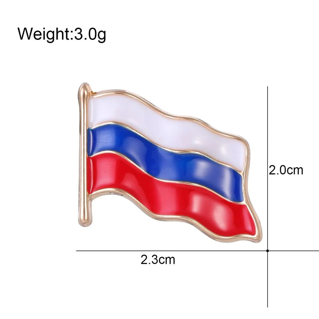 Elegant Russian Flag Enamel Alloy Brooch, Waving National Flag Lapel Pin For Suit Accessory Gift