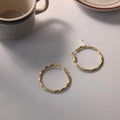 Matte Metal Geometric Large Round Twisted Hoop Earrings