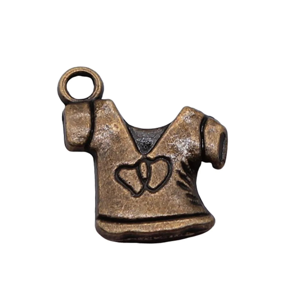 17x13mm 0.9g Antique Bronze Tone Zinc Alloy Shirt Charm Pendant for DIY Necklace Bracelet Jewelry Making