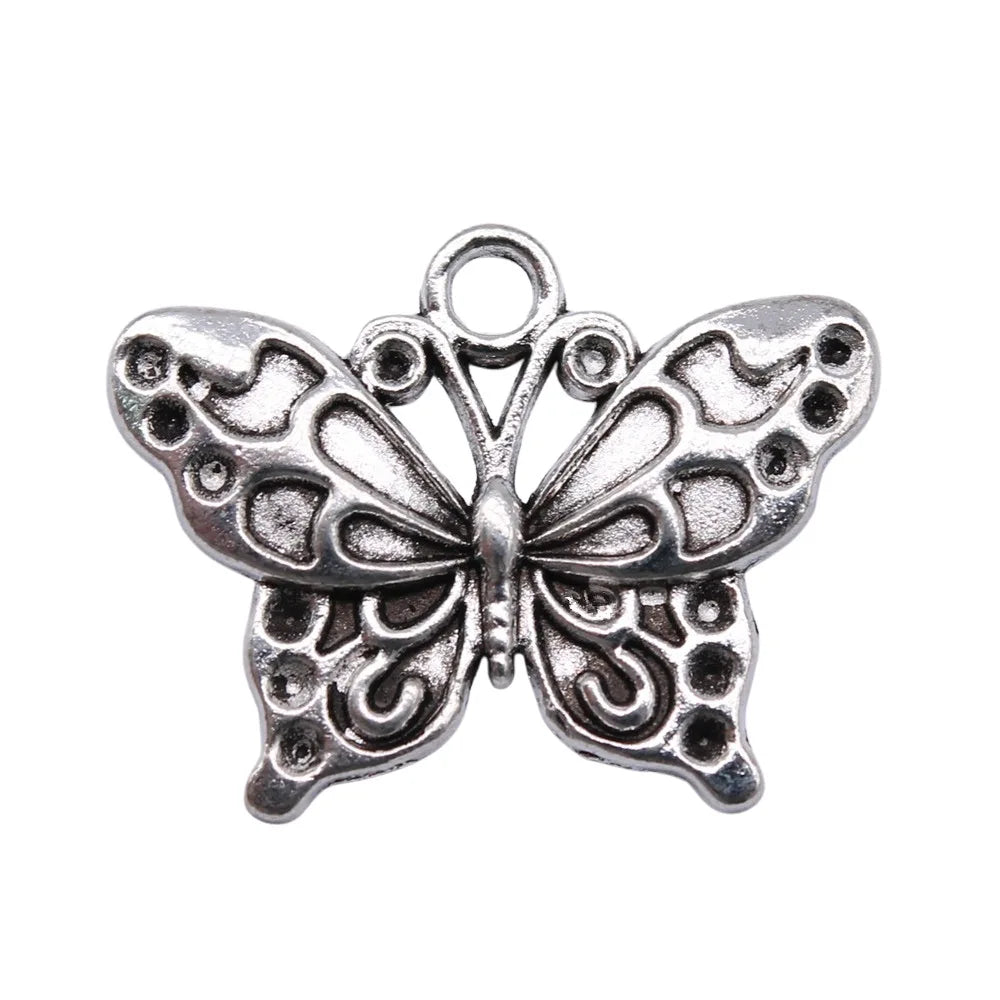 25x19mm 1.7g Antique Silver Zinc Alloy Butterfly Charm Pendant for DIY Bracelet Necklace Making
