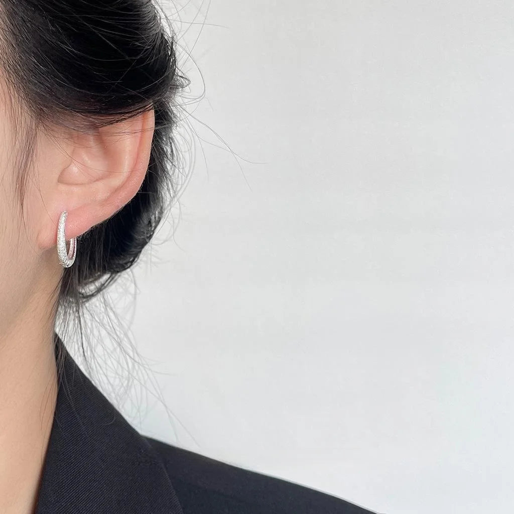 Frosted Hammered Silver Tone Copper Round Stud Earrings for Women, Minimalist Geometric Office Jewelry