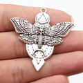 49x48mm 6.4g Antique Silver Zinc Alloy Witch Skull Moth Crescent Moon Charm Pendant for Gothic DIY Jewelry