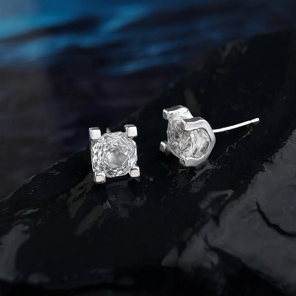 Premium Octagon Rose Zircon Square Geometric Eco-Friendly Copper Stud Earrings For Women