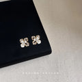 Light Luxury Micro Pave Zircon Heart Bow Copper Drop Earrings With Silver Plated Pins