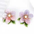 Elegant Pink Flower Brooch With Pearl Center, Rhinestone Zircon Accents And Enamel Leaves, Women's Lapel Pin Gift
