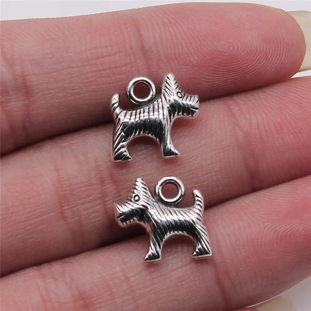 13x15mm 1.6g Multicolor Zinc Alloy Dog Charm Pendant for DIY Necklace Bracelet Jewelry Making