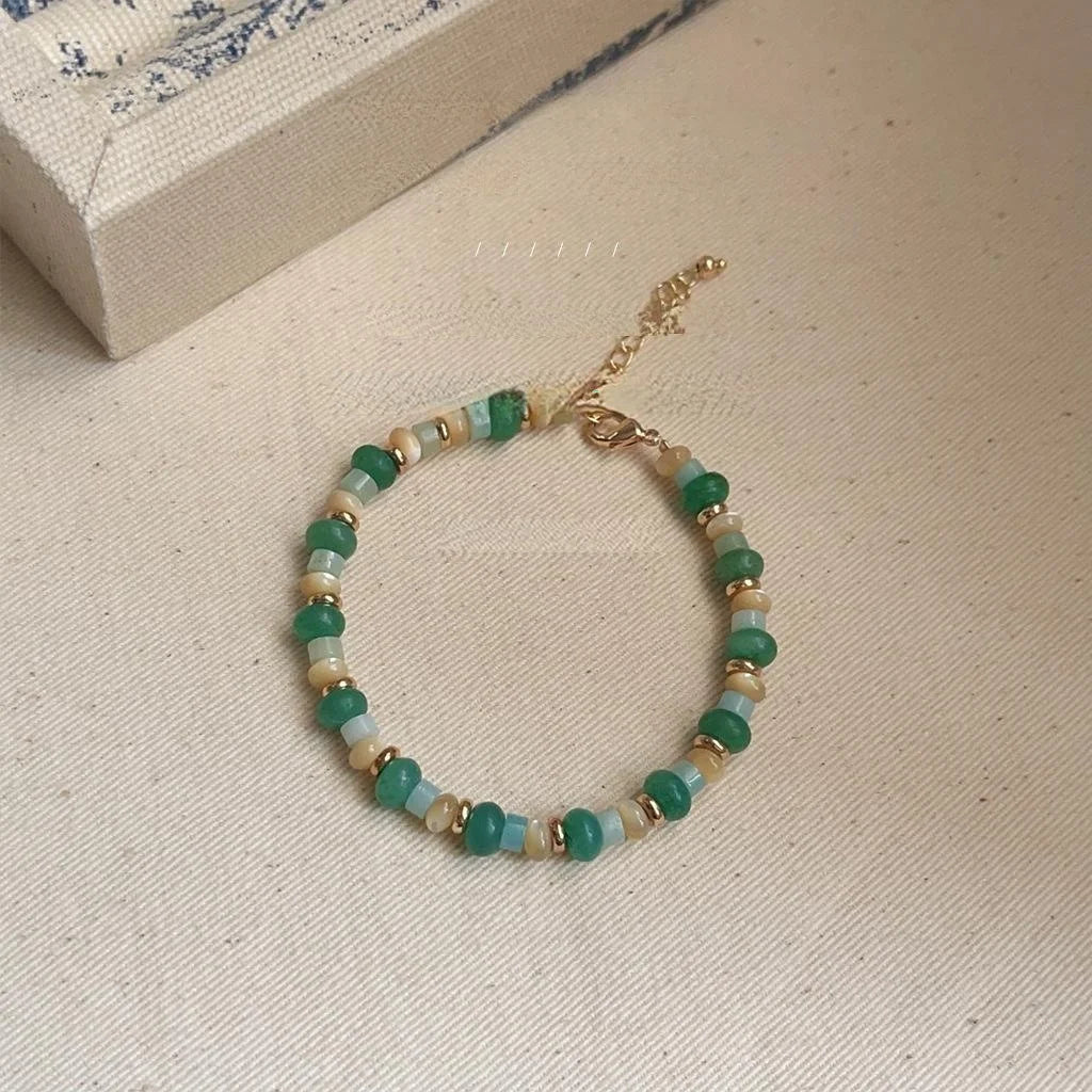 Natural Stone And Copper Geometric Bodhi Bracelet Handmade Ethnic New Chinese Style Jewelry