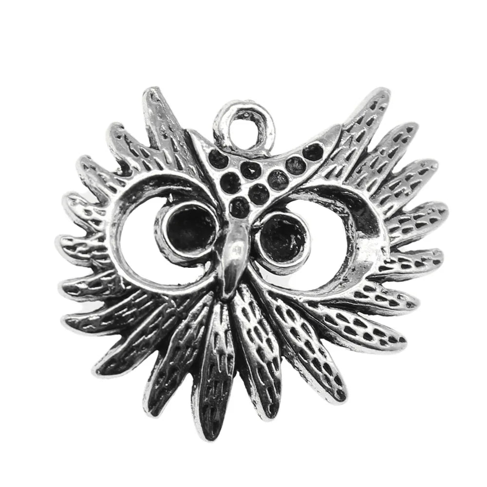 30x26mm 2.7g Antique Silver Zinc Alloy Owl Cat Charm Pendant for Necklace Bracelet Making