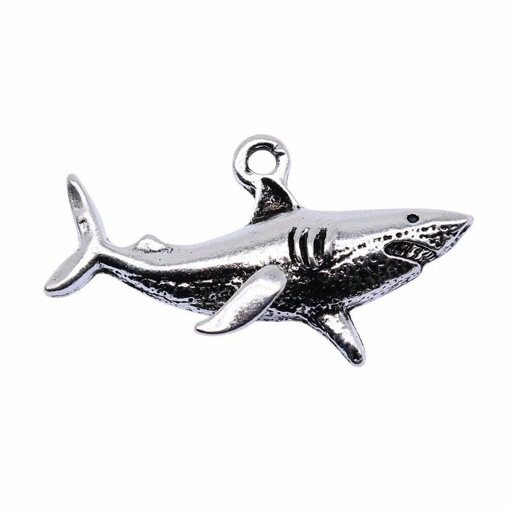 32x16mm 2.4g Antique Silver Zinc Alloy Shark Charm Pendant for DIY Necklace Bracelet Jewelry Making