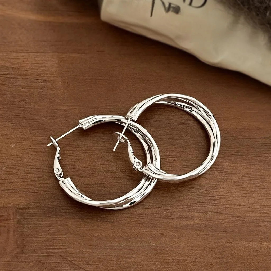 Exaggerated Copper Large Round Geometric Hoop Earrings Minimalist Sweet Cool Fashion Jewelry
