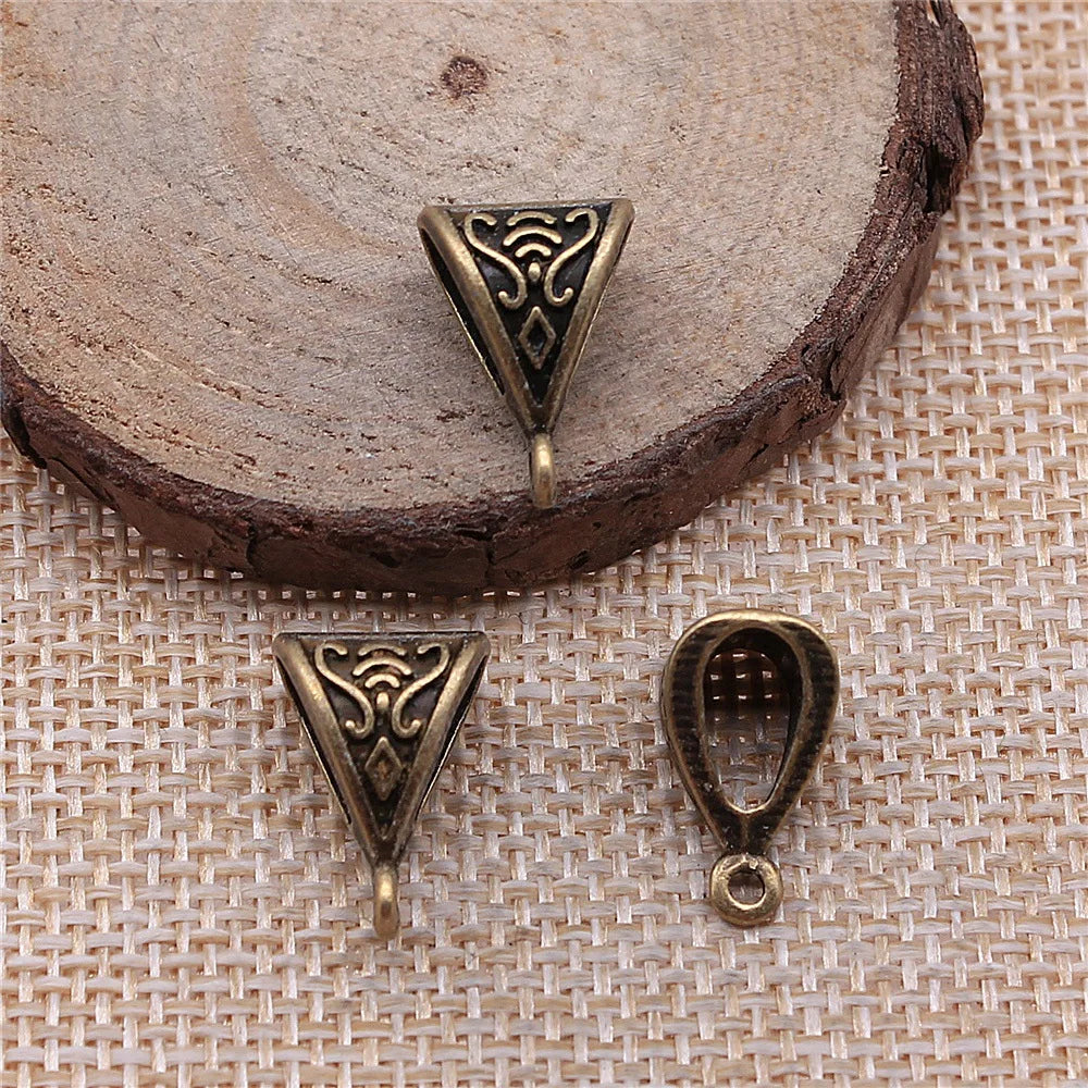16x11x9mm 1.9g Multi-Color Zinc Alloy Triangle Pendant Bail Connectors for DIY Necklace Jewelry Making